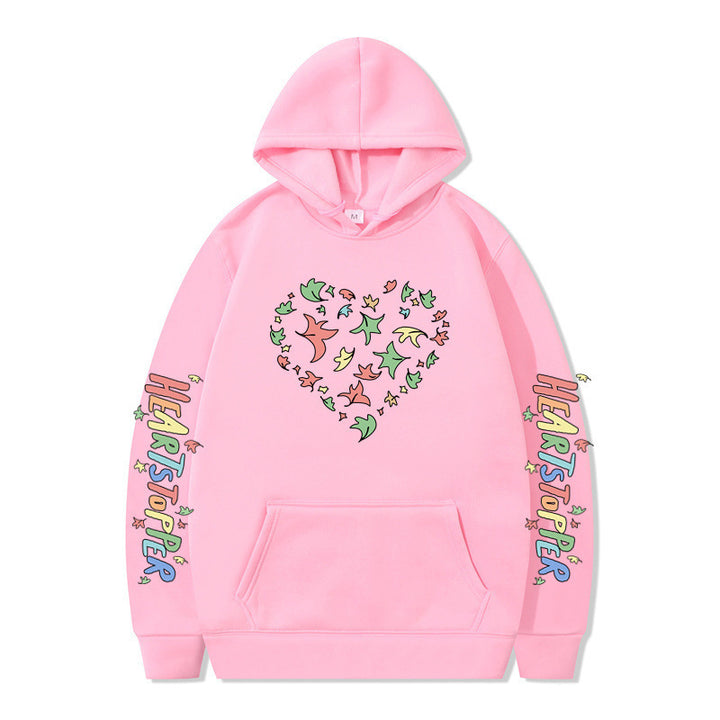 Damen Kapuzenpullover mit kreativem Herz- und Blattmotiv Drune