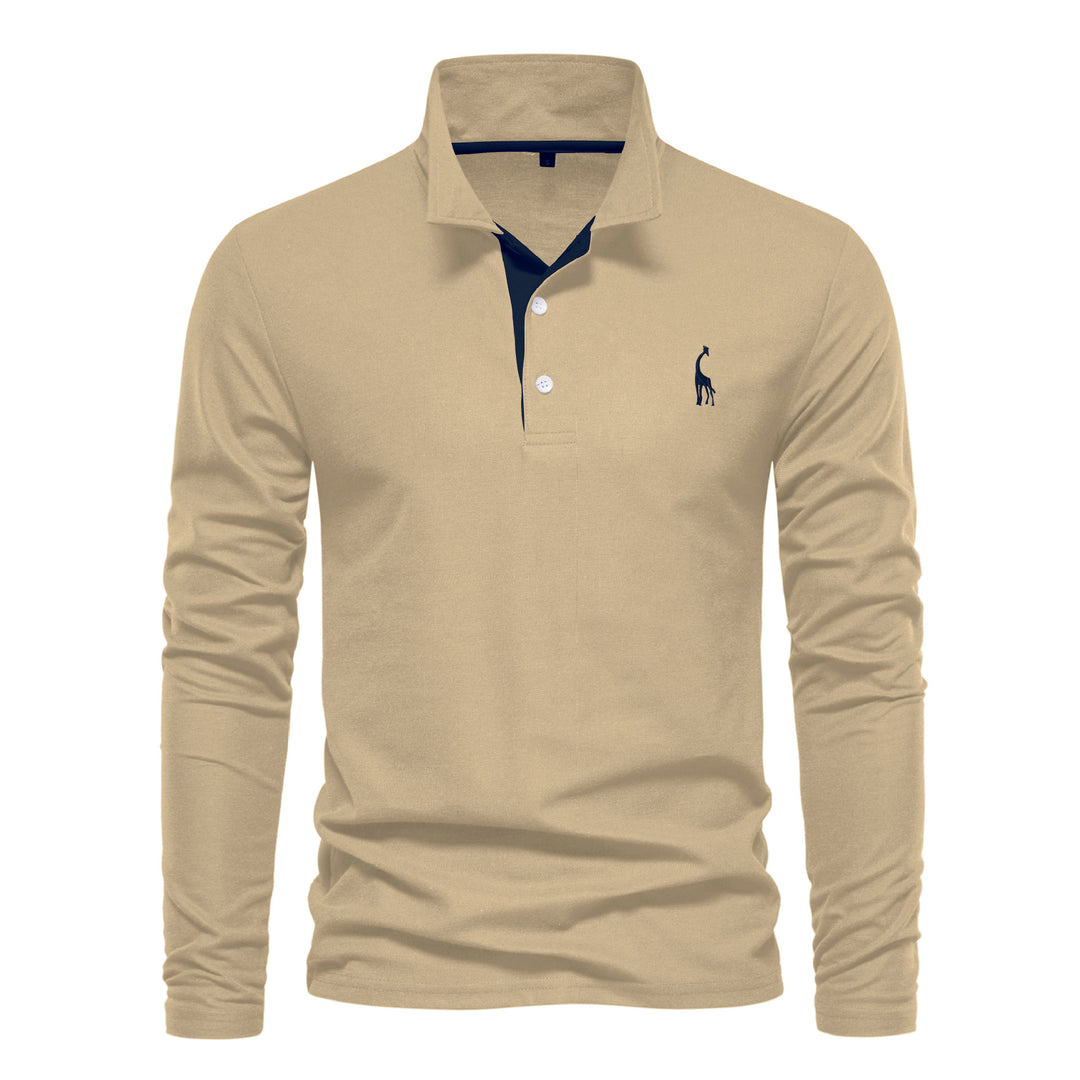 Herren Langarm Poloshirt mit modernem Kontrastkragen und hochwertigem Baumwollmix Drune