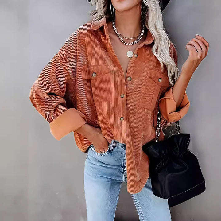 Damen Cordhemdjacke mit doppelter Brusttasche Drune