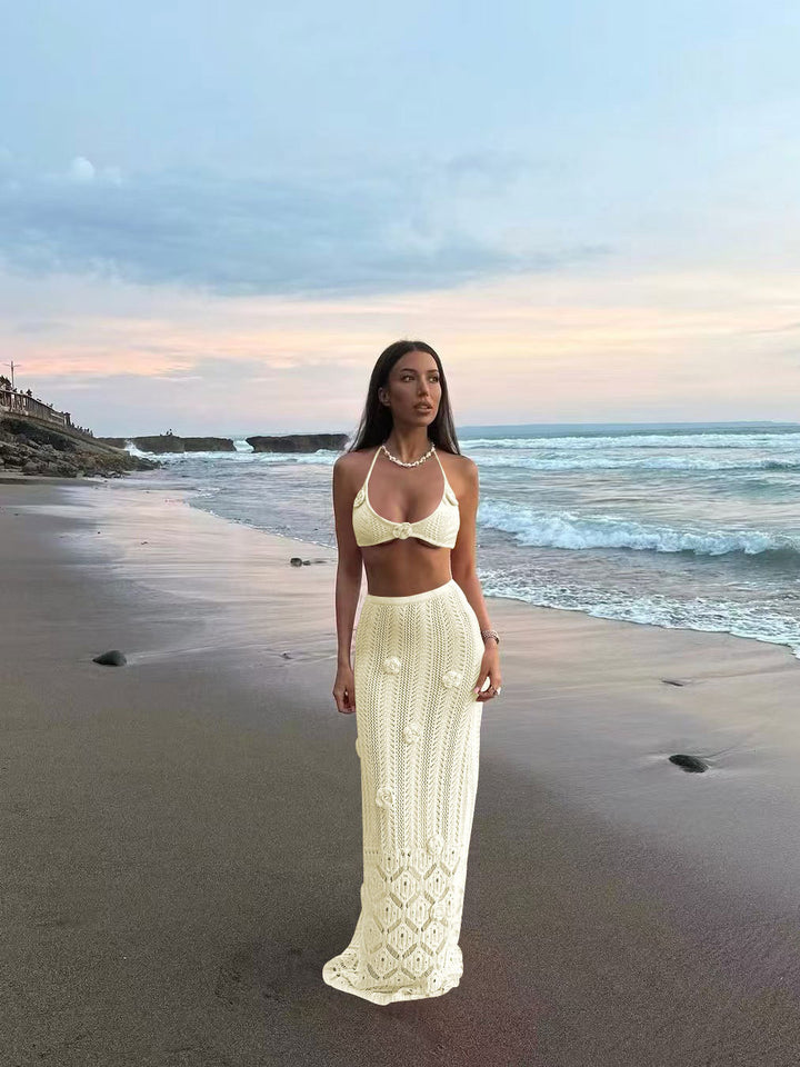 Damen Häkel-Strandkleid mit Kapuzenshirt Drune