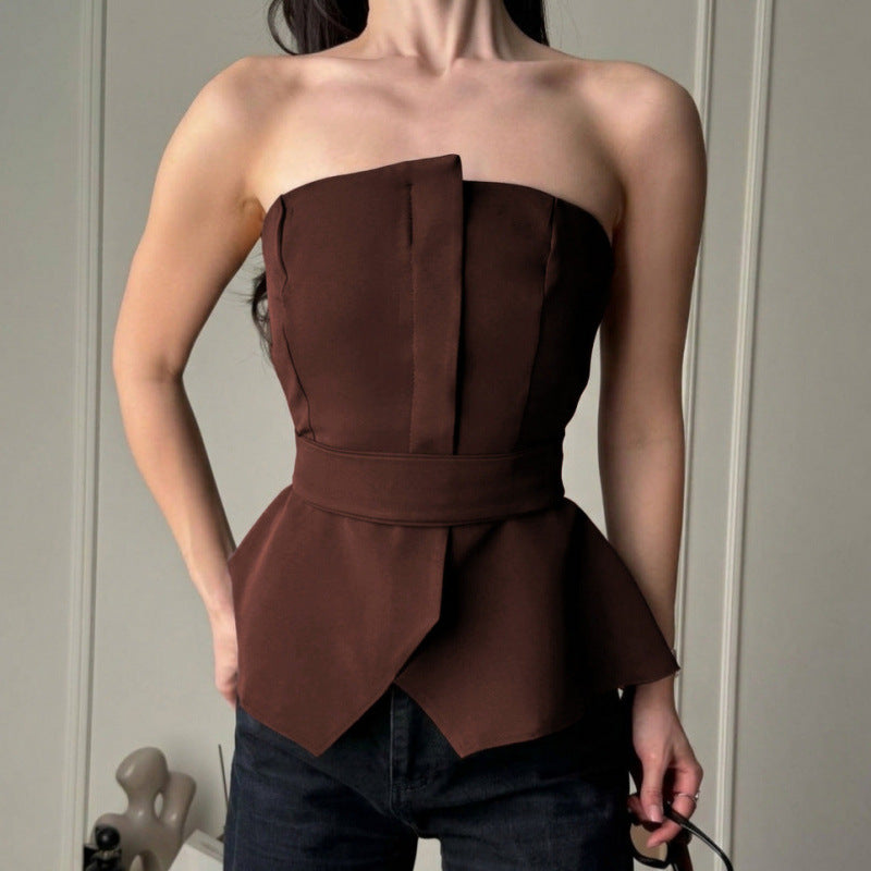 Damen Tailliertes Oberteil mit strukturiertem Design und schicker Rüsche Drune