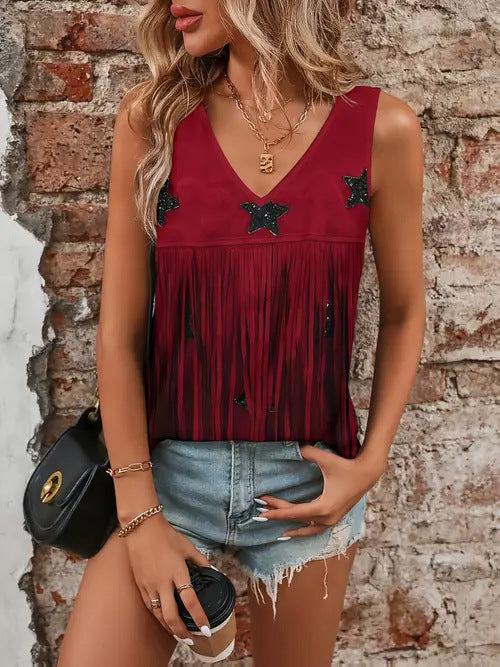 Damen Boho-Spitzen-Croptop mit Fransen und detailreicher Verzierung Drune