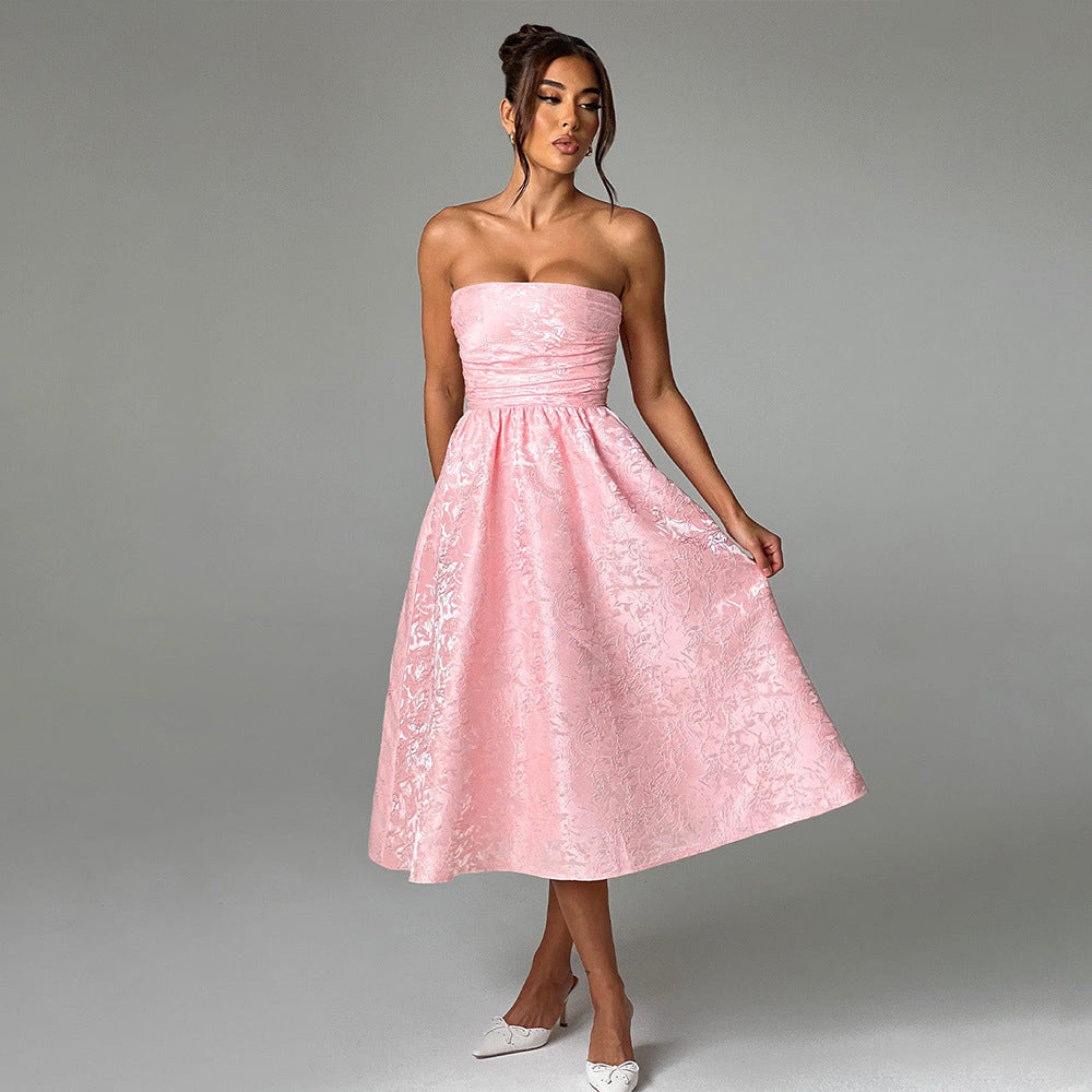 Damen Ballkleid mit schulterfreiem Design und fließendem Rock Drune