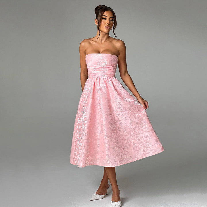 Damen Ballkleid mit schulterfreiem Design und fließendem Rock Drune