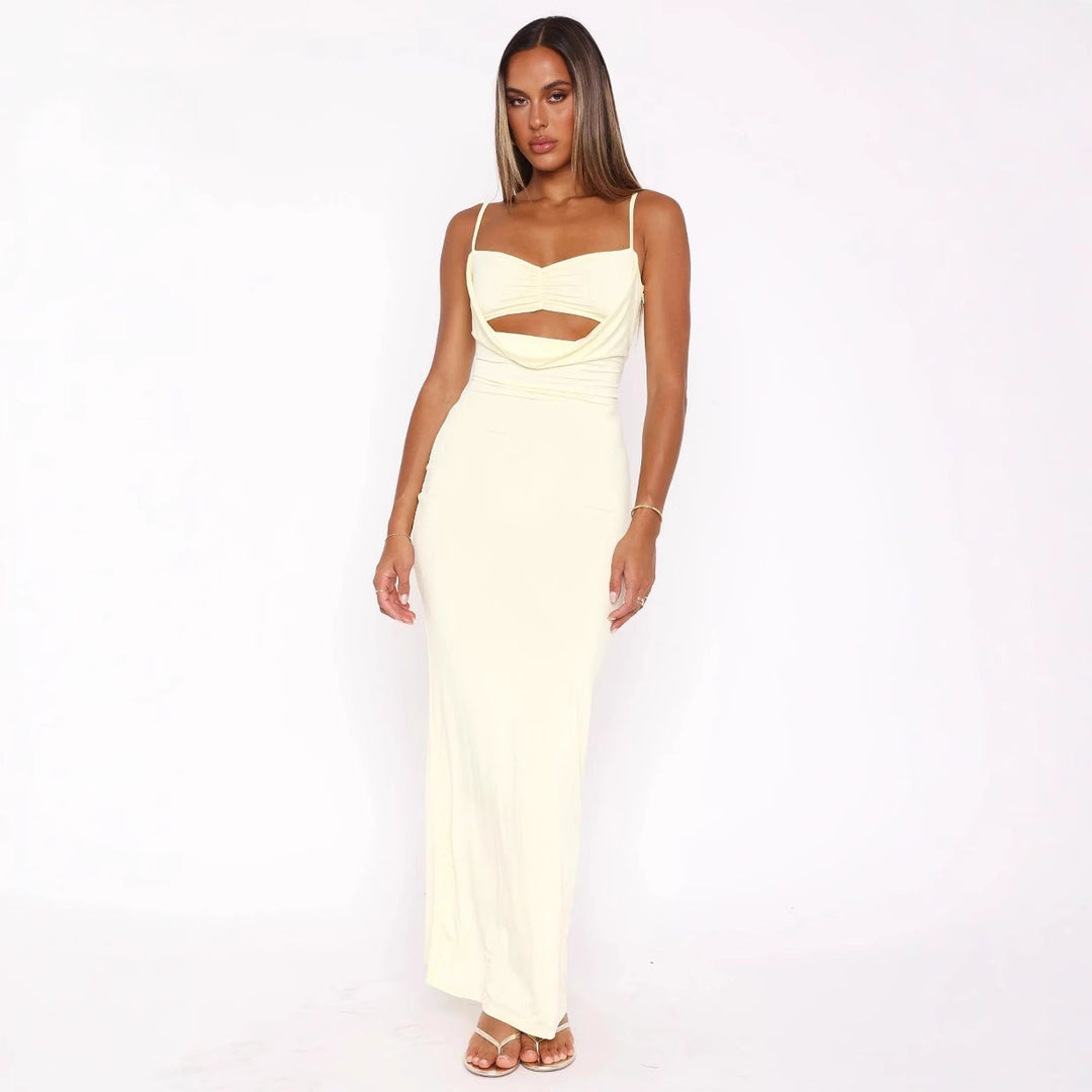 Damen Elegantes Cut-Out Maxikleid Drune
