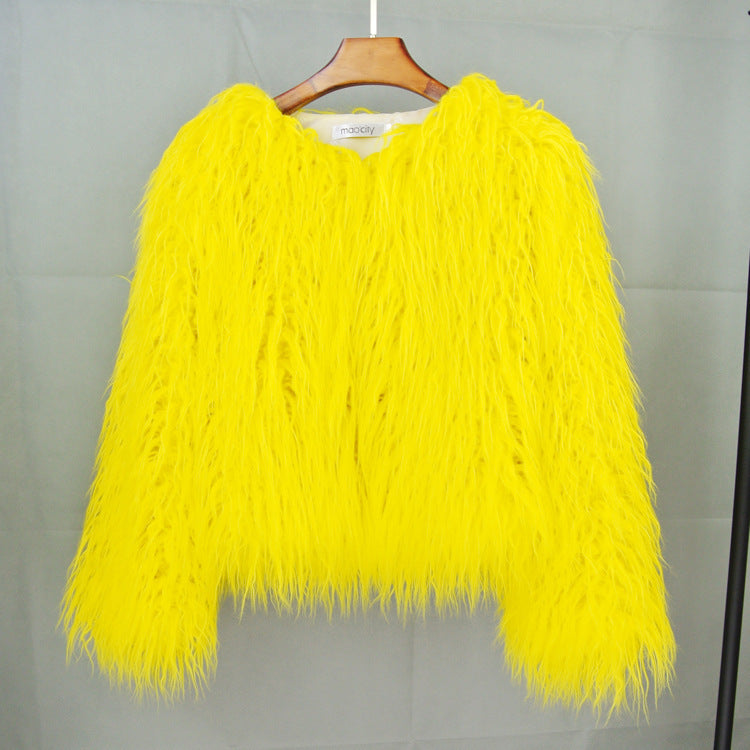 Damen Flauschige Kunstfelljacke mit lockerer Passform und voluminösem Design Drune