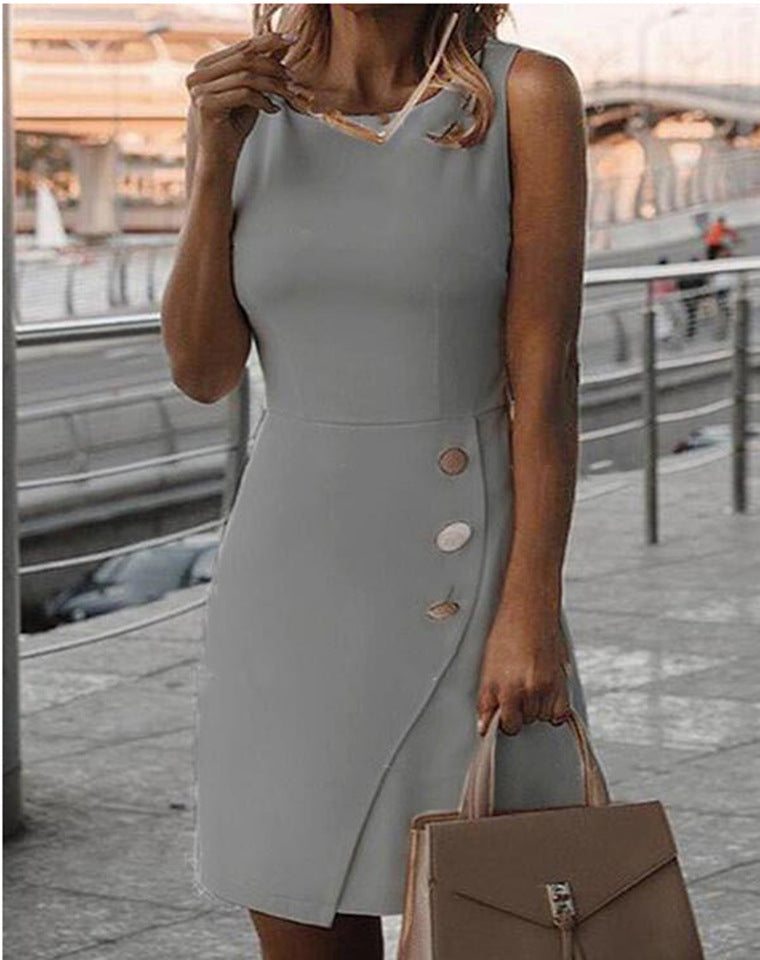 Damen Elegantes Etui-Kleid mit Knopfdetail Drune