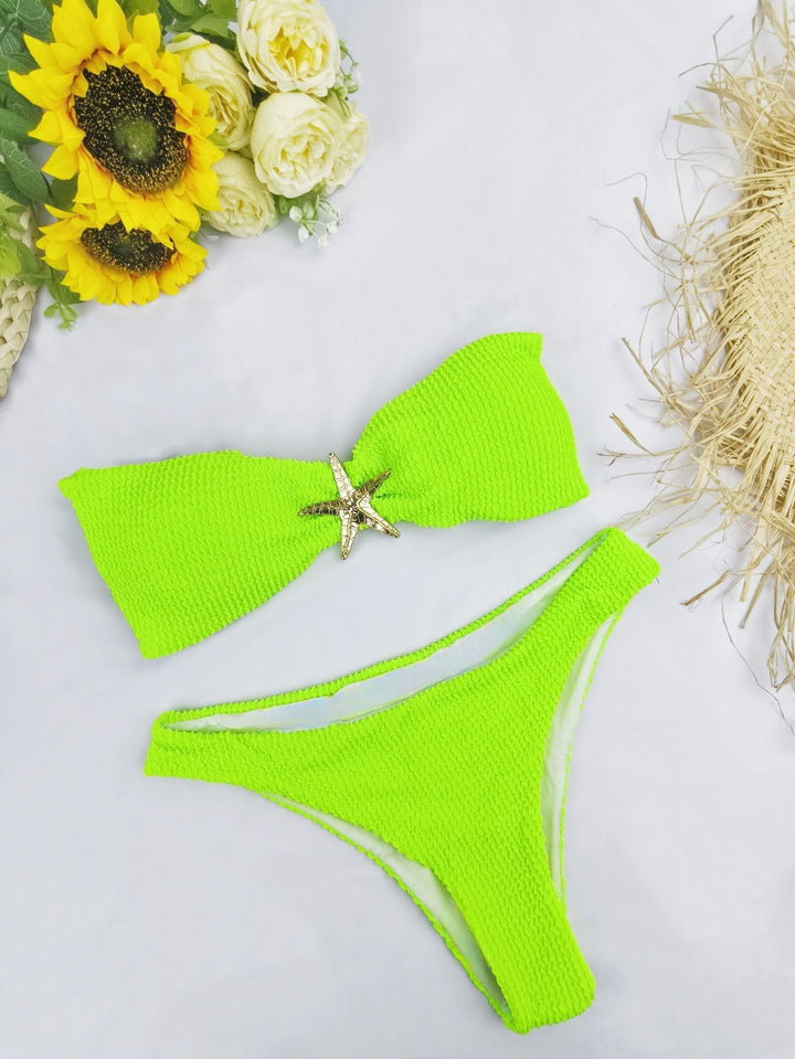 Damen Bikini-Set mit eleganter Schleifenverzierung und verstellbaren Trägern Drune