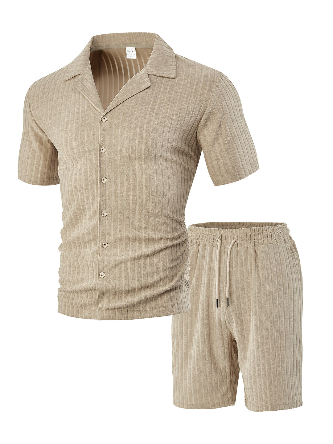 Herren lässiges Kurzarm-Oberteil und Shorts Set mit strukturiertem Design Drune
