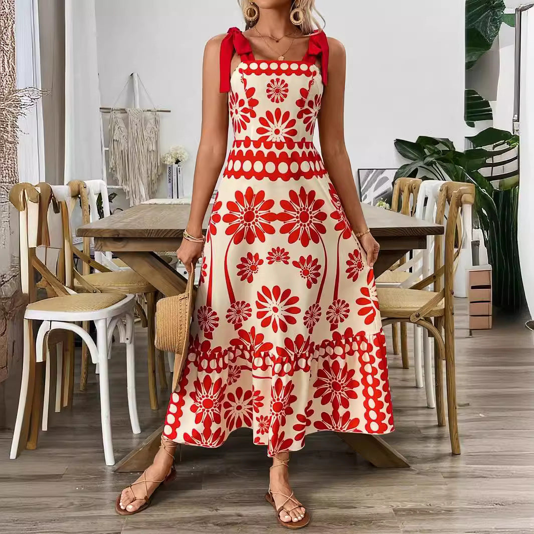 Damen Floral Print Maxikleid Drune