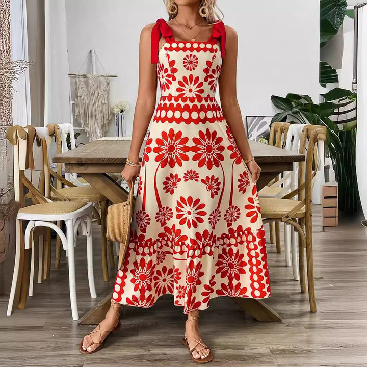 Damen Floral Print Maxikleid Drune