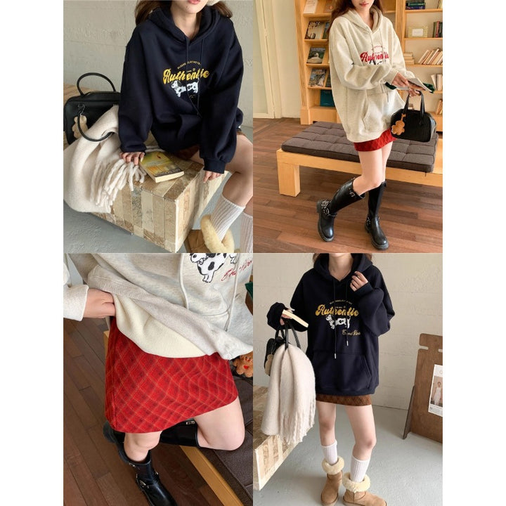 Damen Oversized Kapuzenpulli mit kreativem Druck Drune