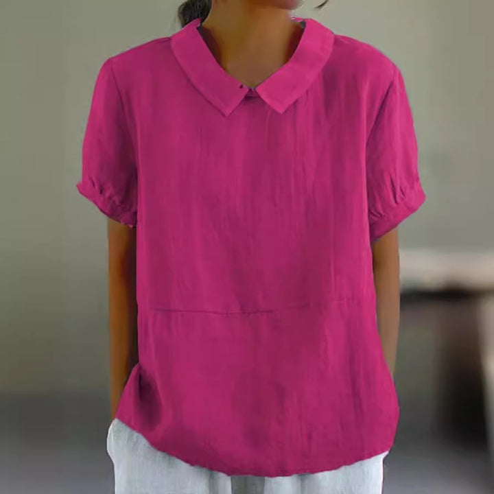 Damen Bluse mit klassischem Kragen und Kurzarm Drune