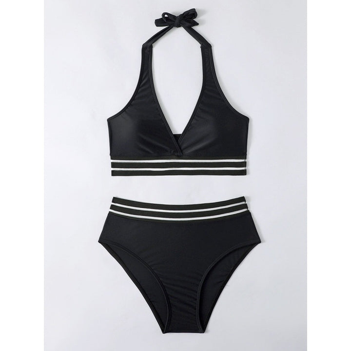 Damen Triangel-Bikini-Set mit sportlichem Streifenmuster Drune
