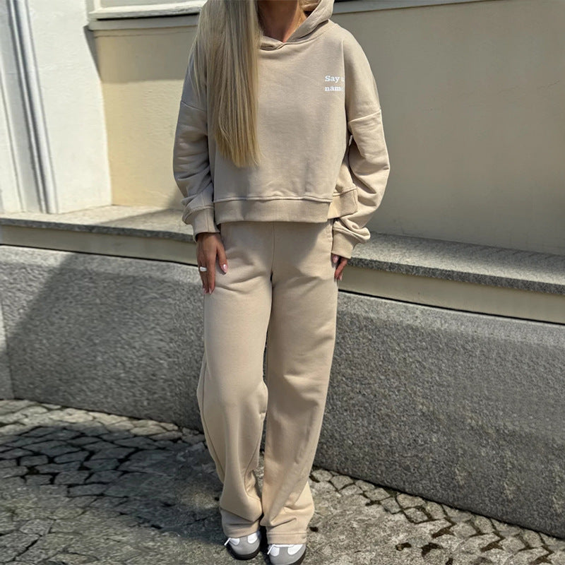 Damen lässiger Hoodie und weit geschnittene Jogginghose Drune
