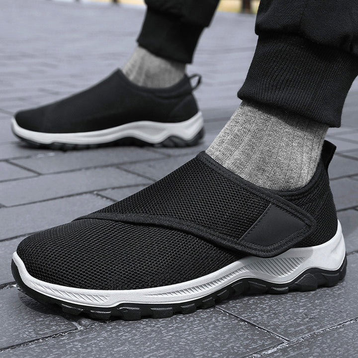 Herren nan atmungsaktiver Slip-On Mesh-Sneaker mit Klettverschluss, gepolsterter Komfortsohle und rutschfester Profilsohle Drune