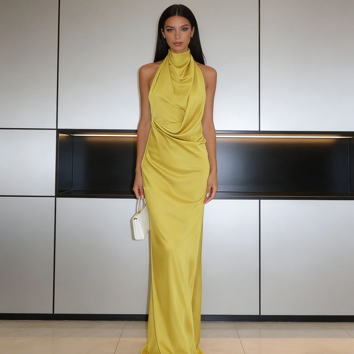 Damen Elegantes Abendkleid mit asymmetrischem Kragen Drune