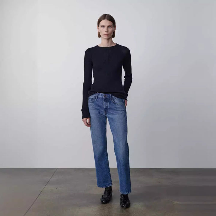 Damen Figurbetontes Rippstrickoberteil Drune