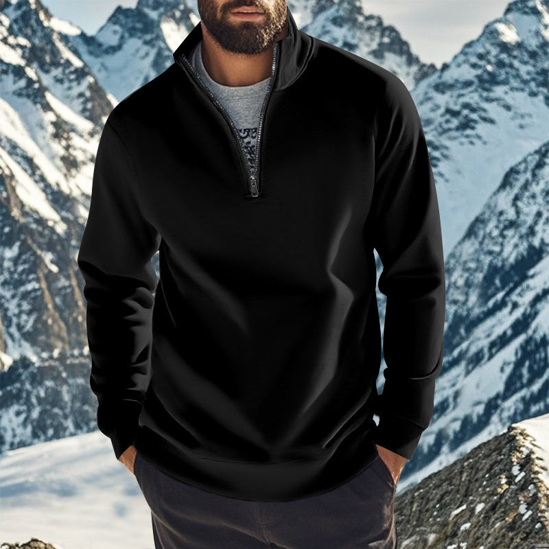 Herren nan komfortables Halbzip-Sweatshirt mit Stehkragen, leicht angerauter Innenseite und geripptem Saum Drune