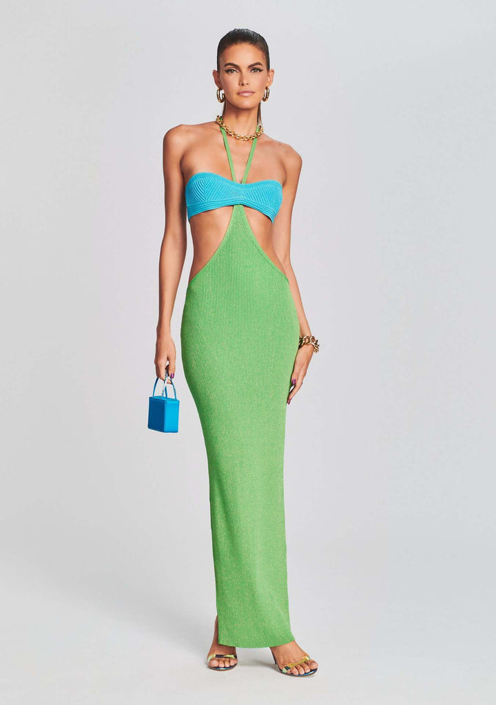 Damen Maxikleid mit kreativem Cut-Out-Design und schulterfreiem Oberteil Drune