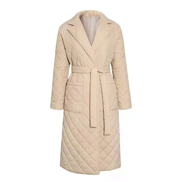 Damen gesteppter Wintermantel mit elegantem Gürtel Drune