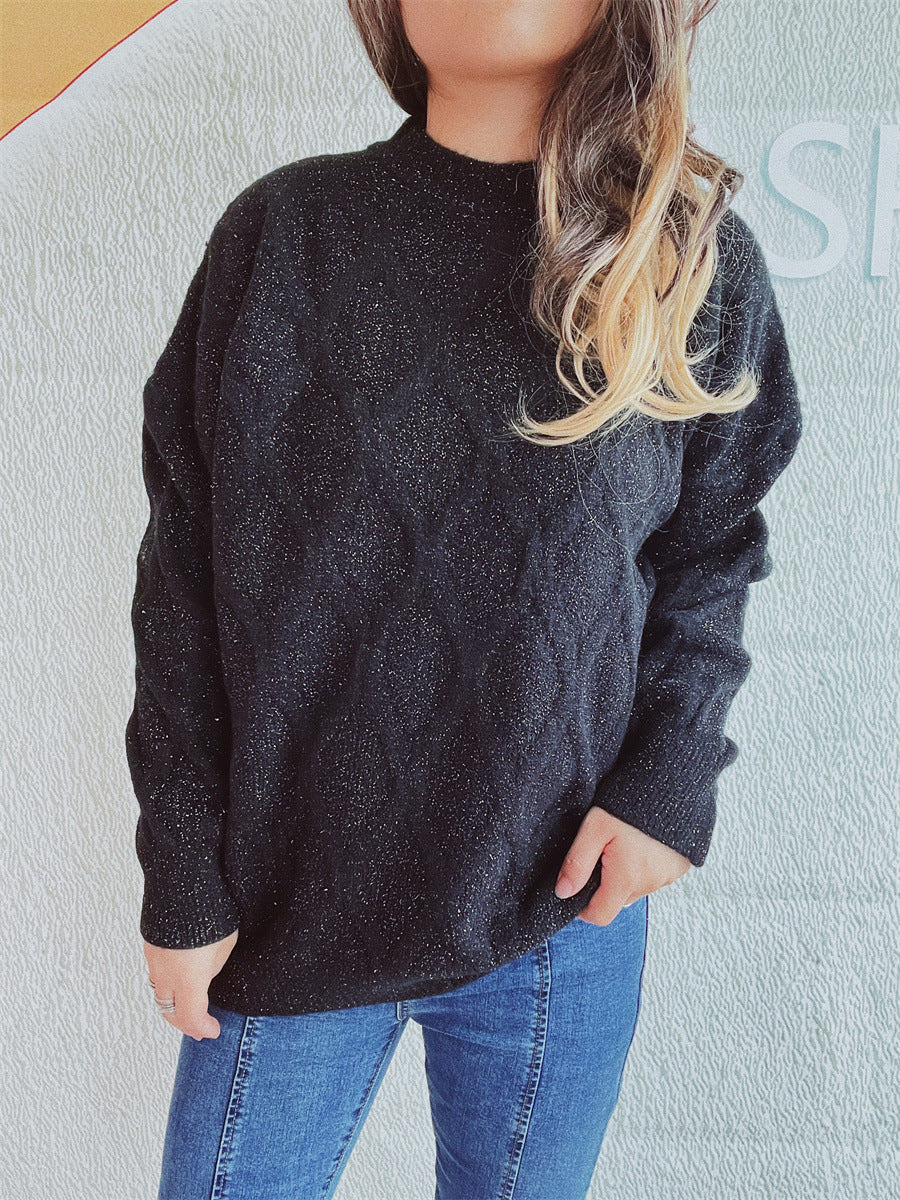 Damen Grobstrickpullover mit funkelndem Jacquard-Muster Drune