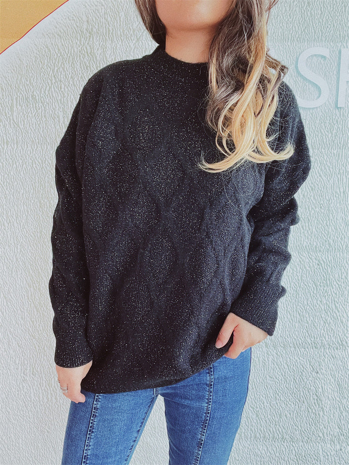 Damen Grobstrickpullover mit funkelndem Jacquard-Muster Drune