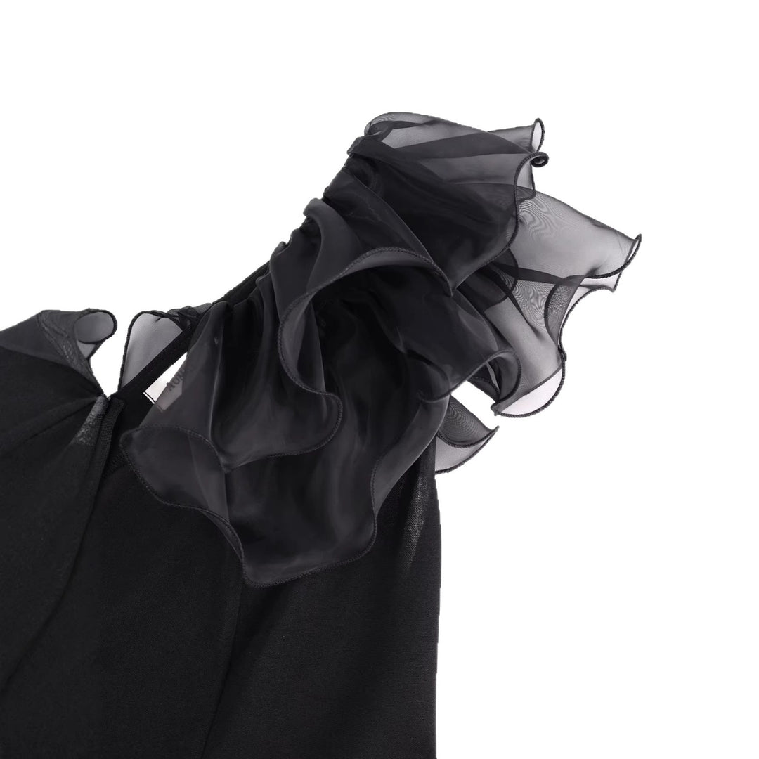Damen figurbetontes Kleid mit Rüschendetails Drune