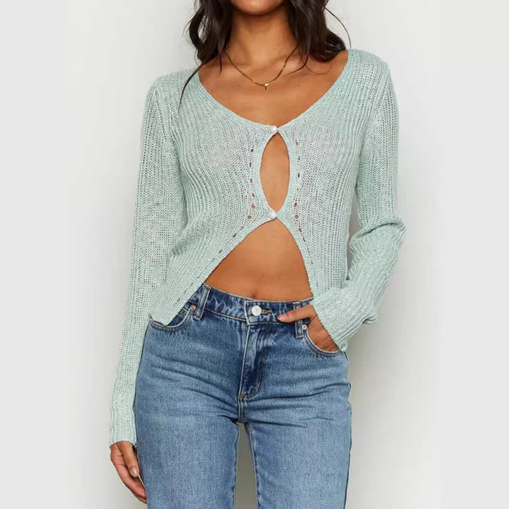 Damen lockerer Strickpullover mit Cut-Out-Details Drune