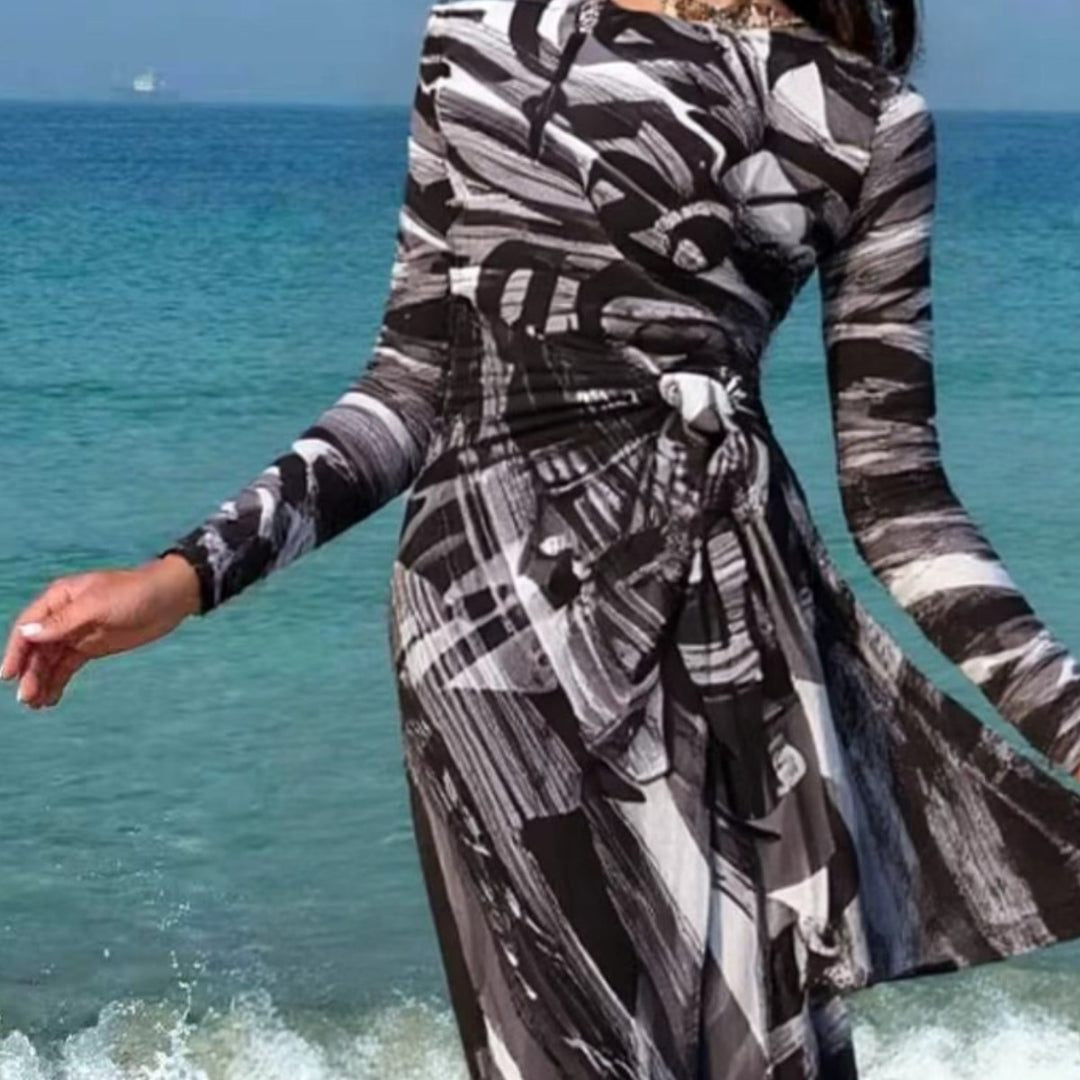 Damen Maxi-Strandkleid mit raffiniertem Wickeldesign Drune