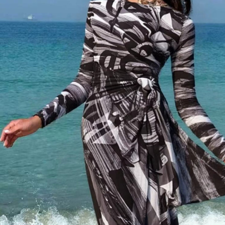 Damen Maxi-Strandkleid mit raffiniertem Wickeldesign Drune