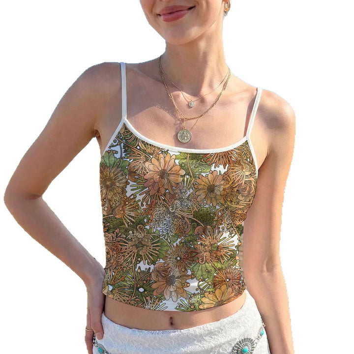 Damen Neckholder Top mit floralem Motiv und leichtem Stoff Drune