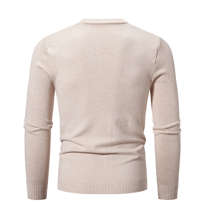 Herren Feiner Strickpullover mit Rundhalsausschnitt und Rippdetails Drune