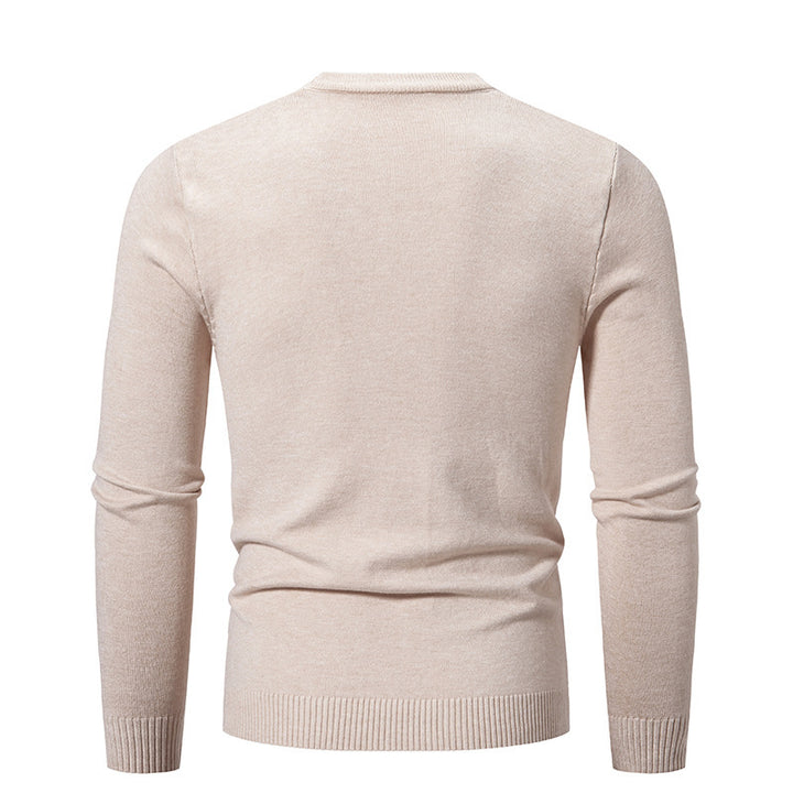 Herren Feiner Strickpullover mit Rundhalsausschnitt und Rippdetails Drune