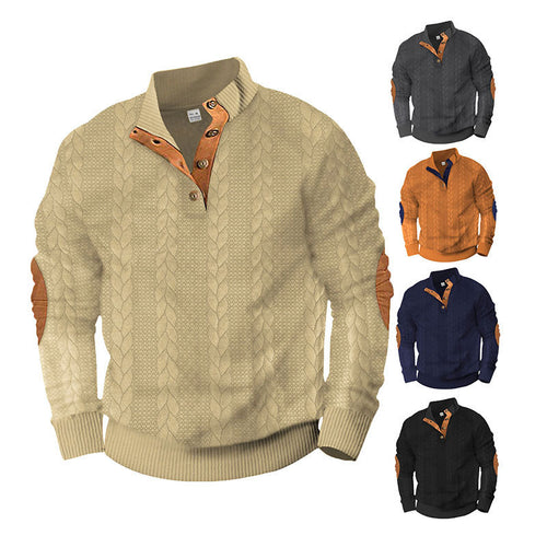 Herren modischer Strickpullover mit Stehkragen und kontrastierenden Akzenten Drune