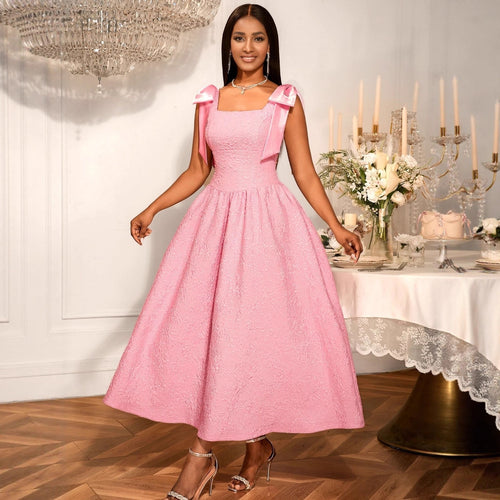 Damen Elegantes Abendkleid mit breiten Satinschleifen Drune