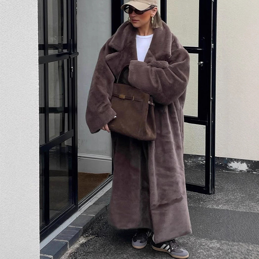 Damen Oversized Kunstfellmantel Drune