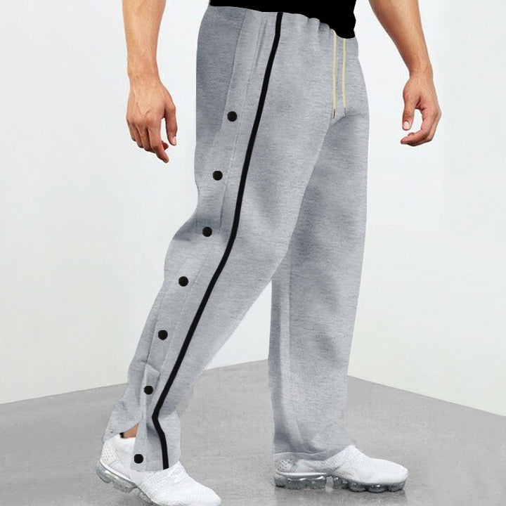 Herren nan seitliche Druckknopf-Trainingshose mit Kontraststreifen und weitem Schnitt Drune