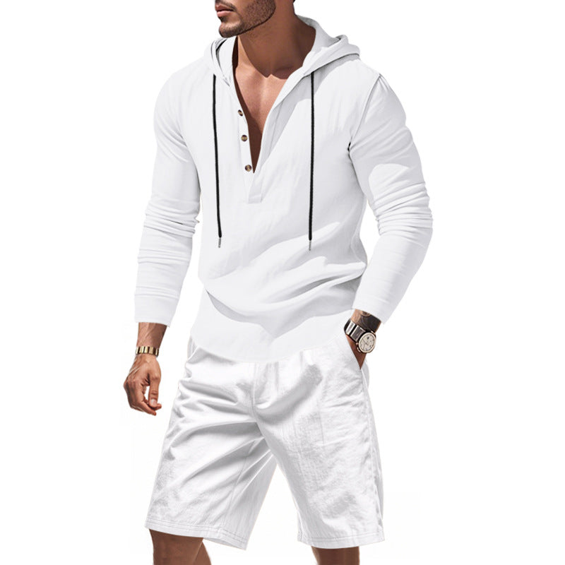 Herren lässiges Set mit Kapuze und Shorts Drune