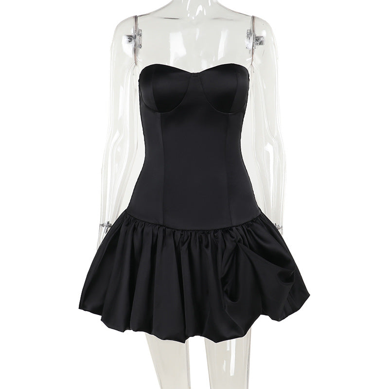 Damen kurzes Abendkleid mit voluminösem Rock und elegantem Bustier-Oberteil Drune