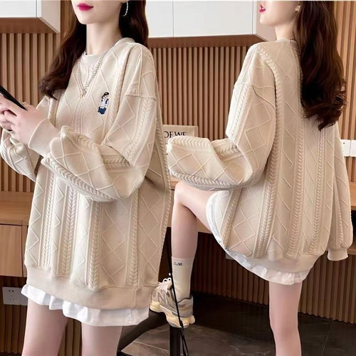 Damen Kuscheliger Strickpullover mit Zopfmuster Drune