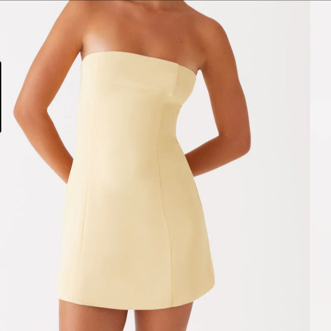 Damen Strapless Minikleid mit figurbetontem Schnitt und elegantem Textilfinish Drune