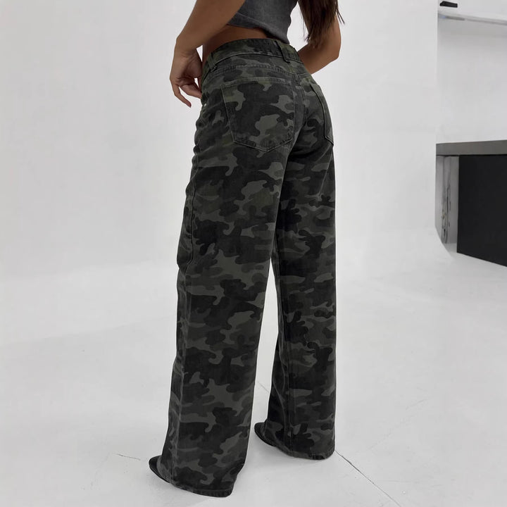 Damen Relaxed Fit Cargohose mit modischem Camouflage-Muster Drune