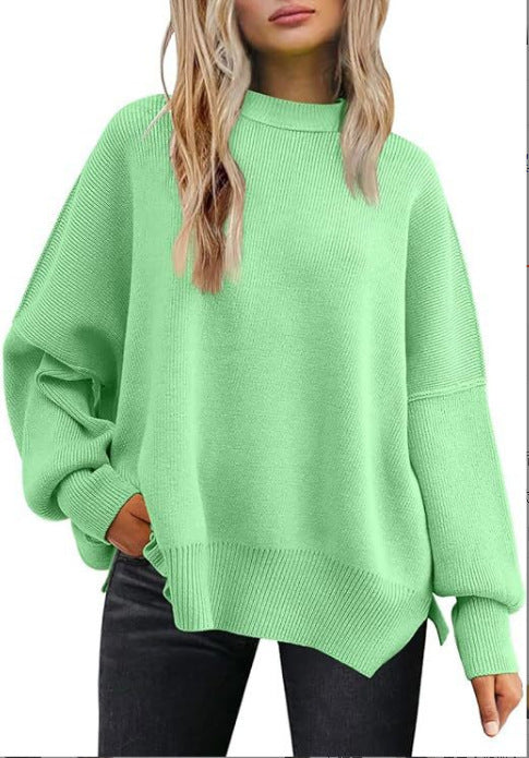 Damen Oversized Strickpullover mit breiten Ärmeln und strukturierter Oberfläche Drune