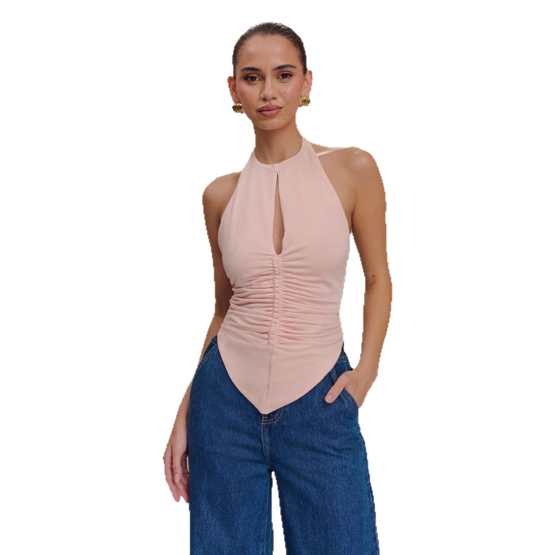 Damen Elegantes Rüschentop mit hochgeschlossenem Design Drune
