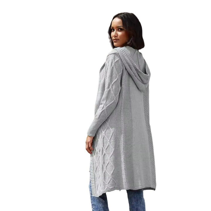 Damen Grobstrick-Cardigan mit elegantem Kapuzendesign und strukturiertem Muster Drune