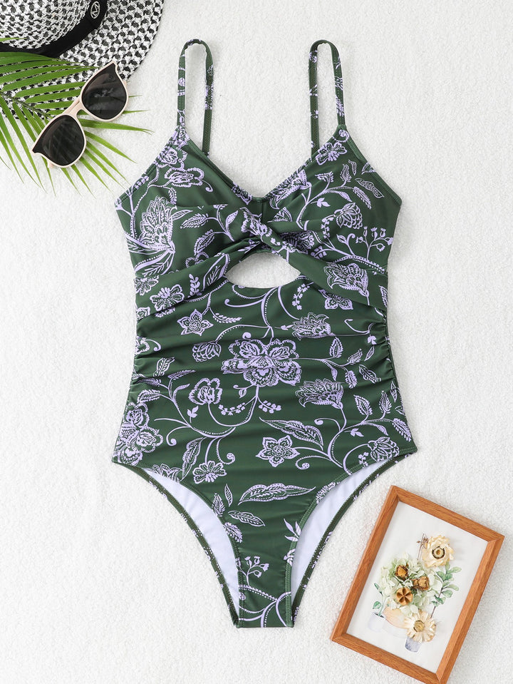 Damen Eleganter Einteiler Badeanzug mit floralem Design Drune
