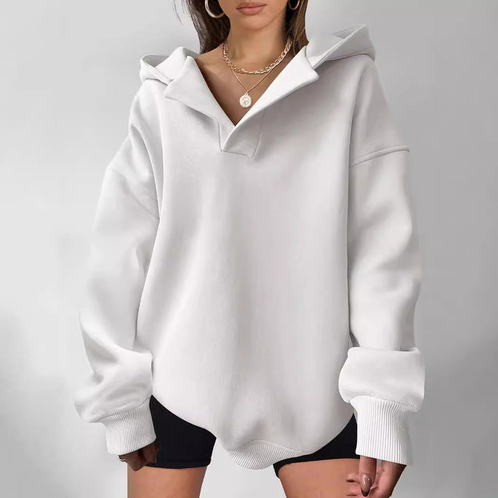 Damen Oversized Hoodie mit kurzem Kragen und praktischen Seitentaschen Drune