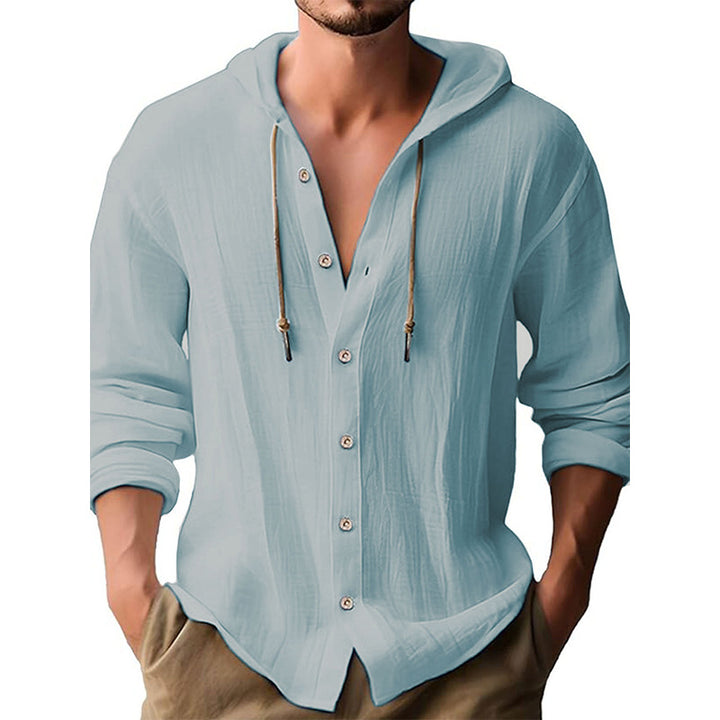 Herren lässiges Kapuzenshirt mit Knopfleiste und strukturierter Oberfläche Drune