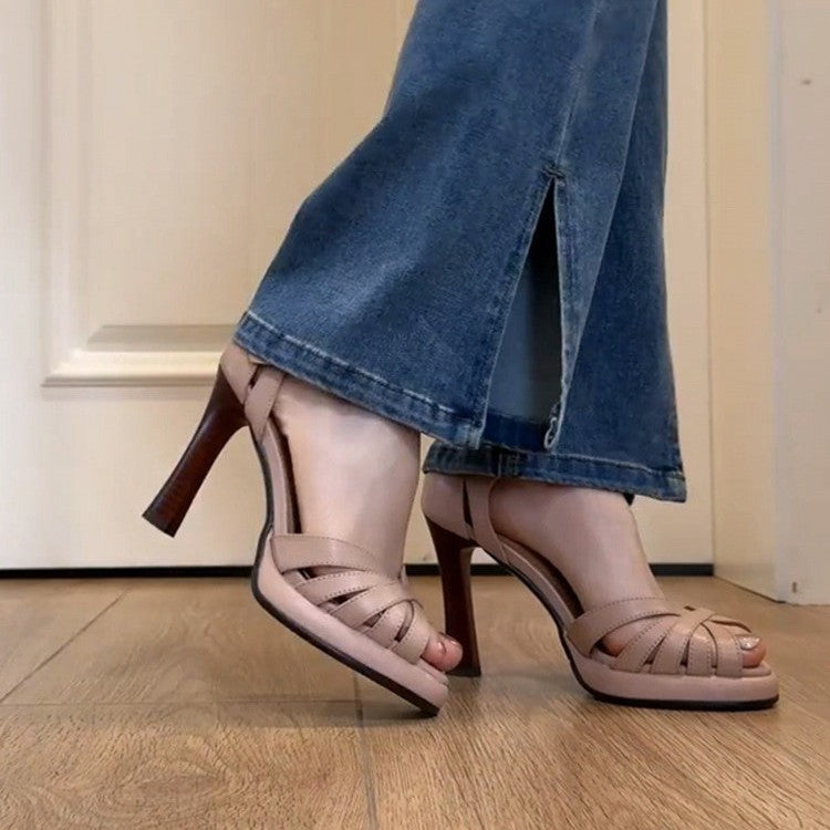 Damen elegante Sandalen mit verstellbarem Riemchen Drune